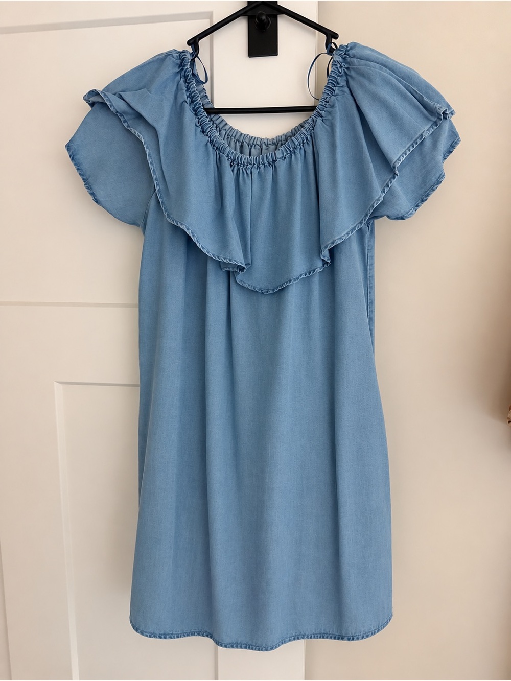 Zara Denim Ruffle Mini Dress - Picture 2 of 4